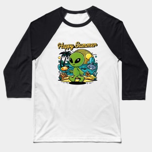 Happy summer aliens in the beach in vintage retro style Baseball T-Shirt
